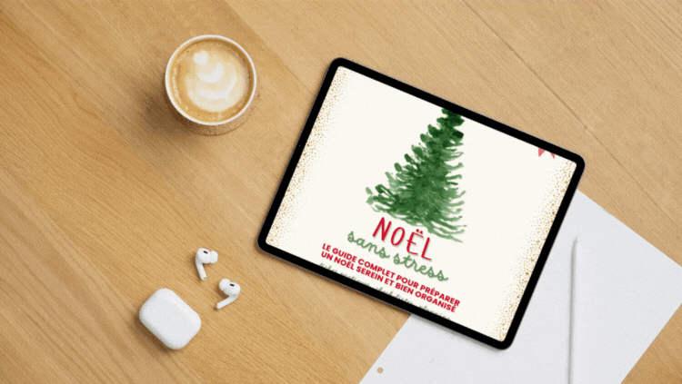Mockup Noël Sans Stress Le guide numérique complet pour préparer un Noël serein et bien organisé